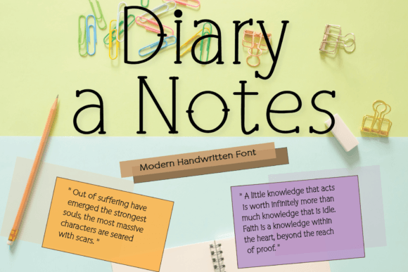 Diary a Notes: A Friendly Serif Font for Handmade Labels & Printables